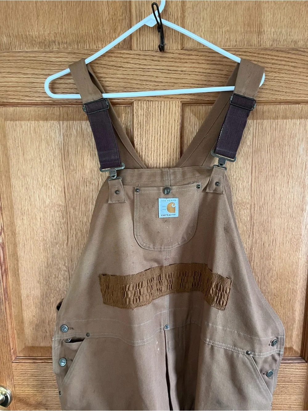 Carhartt Tan and Dark Brown Insulated Duck Bib Overalls